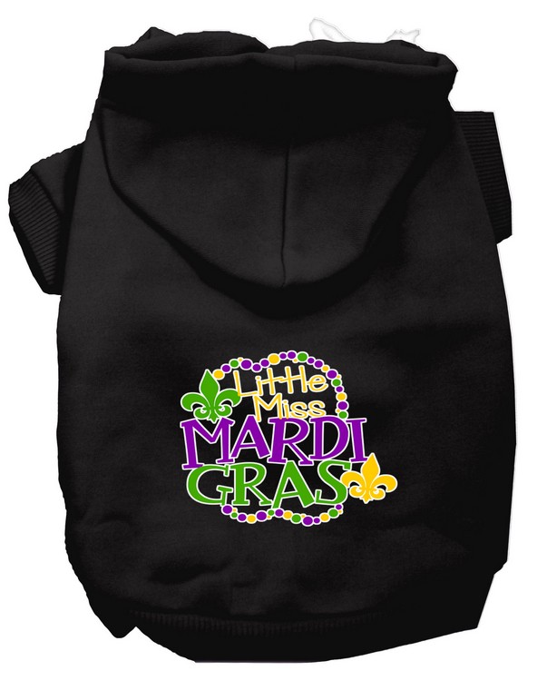 Miss Mardi Gras Screen Print Mardi Gras Dog Hoodie Black XL